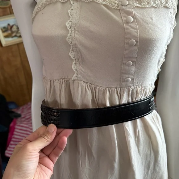 Vintage Leather Belt with Brass Buckle - Picture 5 of 7